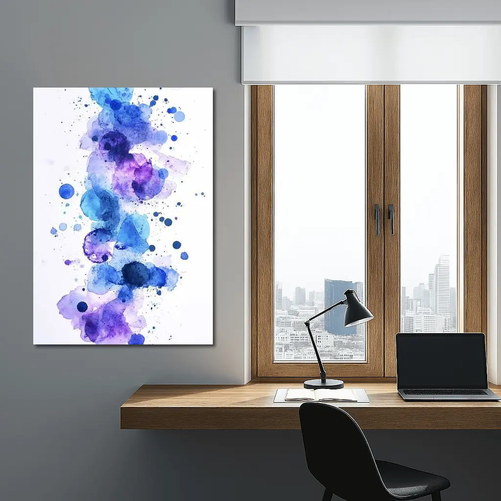 Blue Purple Watercolor Abstract Splash Art – Wall Art