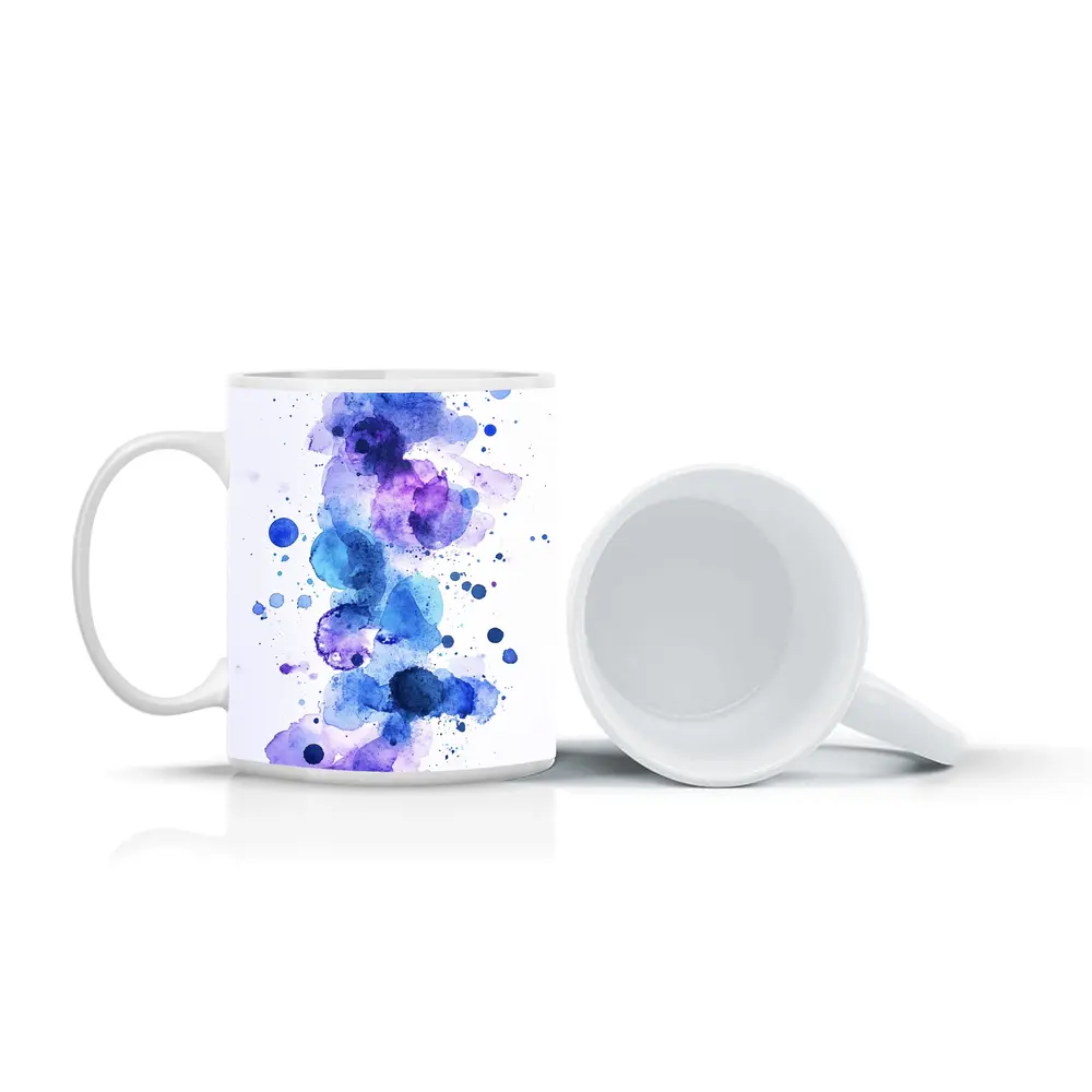 Blue Purple Watercolor Abstract Splash Art – Mugs