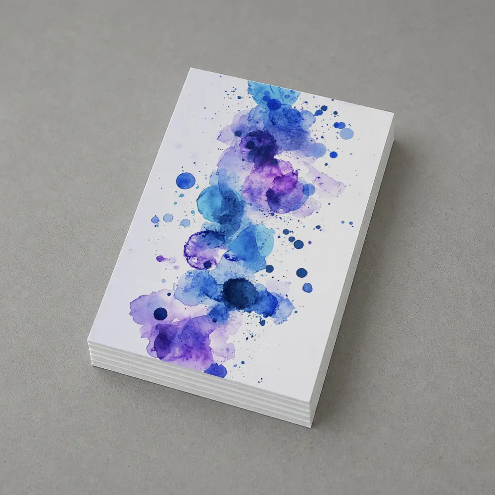 Blue Purple Watercolor Abstract Splash Art – Postcards