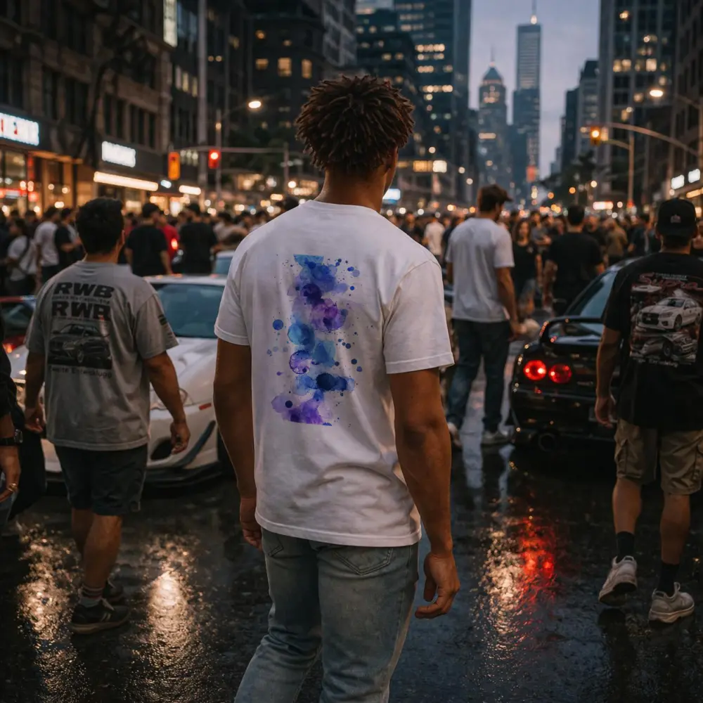 Blue Purple Watercolor Abstract Splash Art – T-Shirts