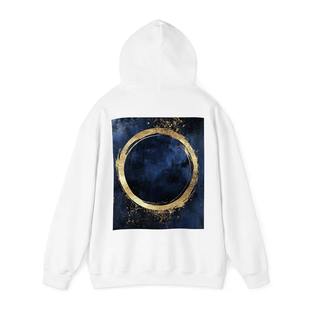 Gold Circle Brush Stroke Dark Blue Background – Hoodies