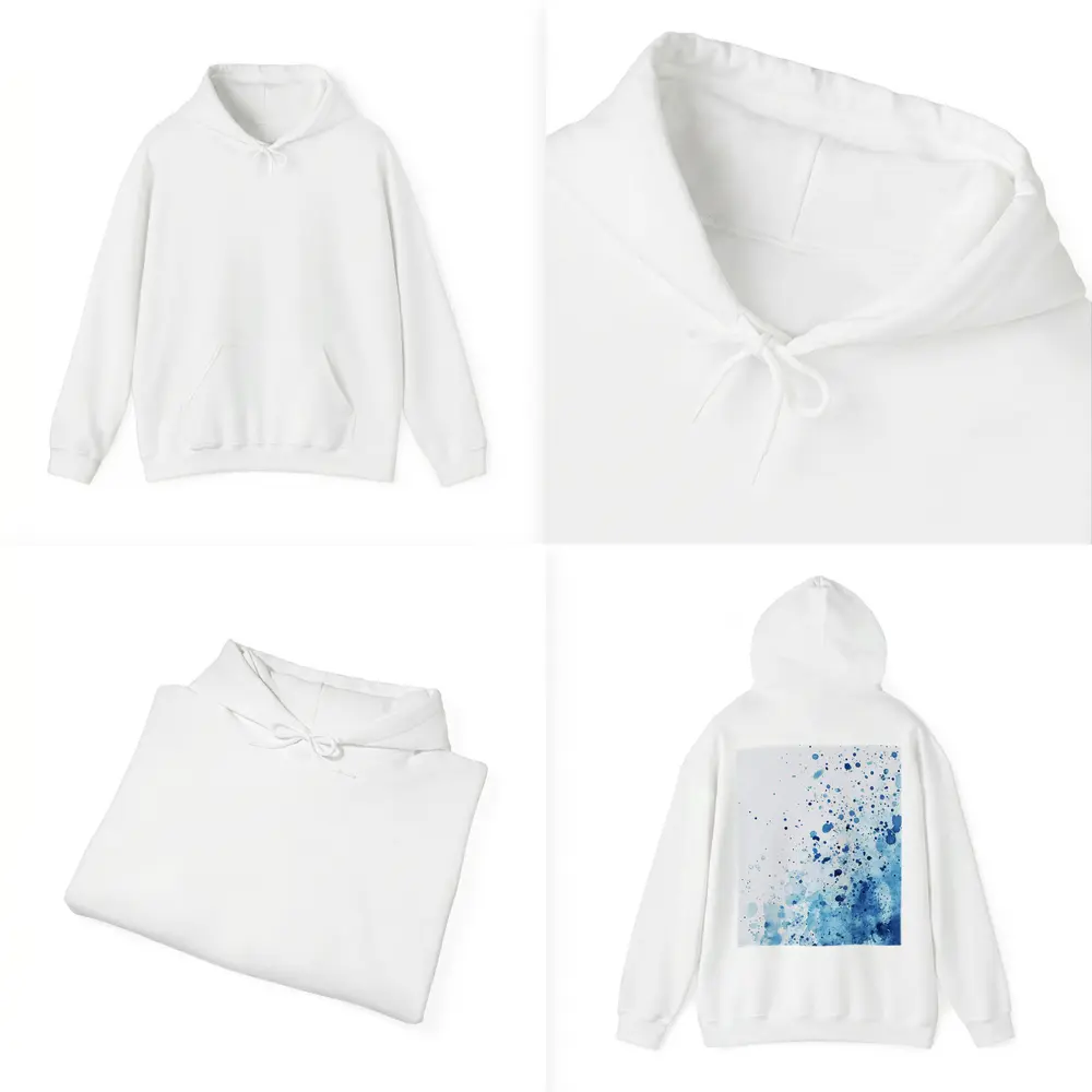 Blue Watercolor Splash Abstract White Background – Hoodies