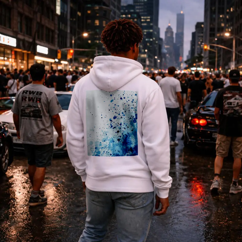 Blue Watercolor Splash Abstract White Background – Hoodies