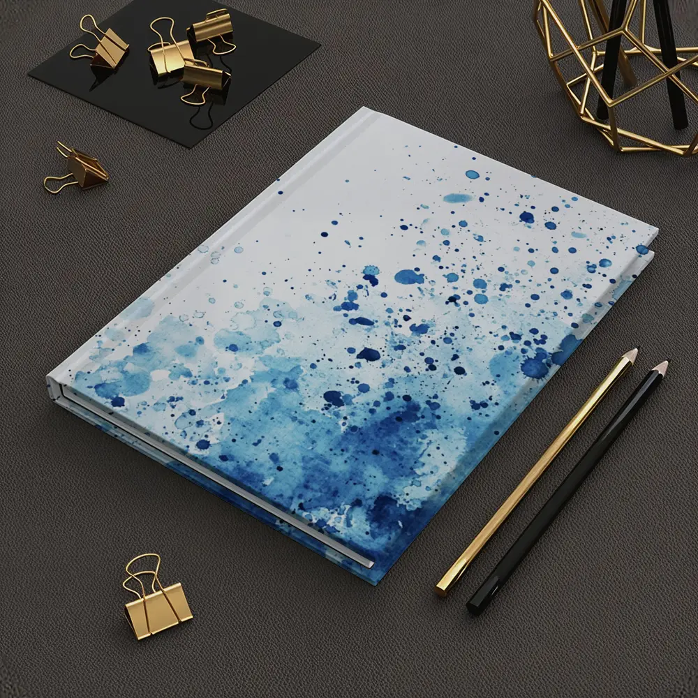 Blue Watercolor Splash Abstract White Background – Notebooks