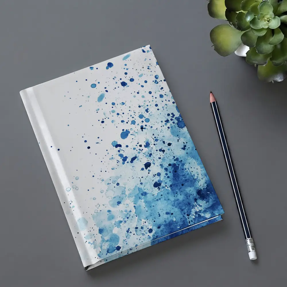 Blue Watercolor Splash Abstract White Background – Notebooks