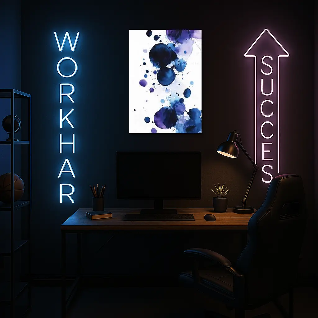 Blue Purple Watercolor Abstract Ink Drops – Wall Art