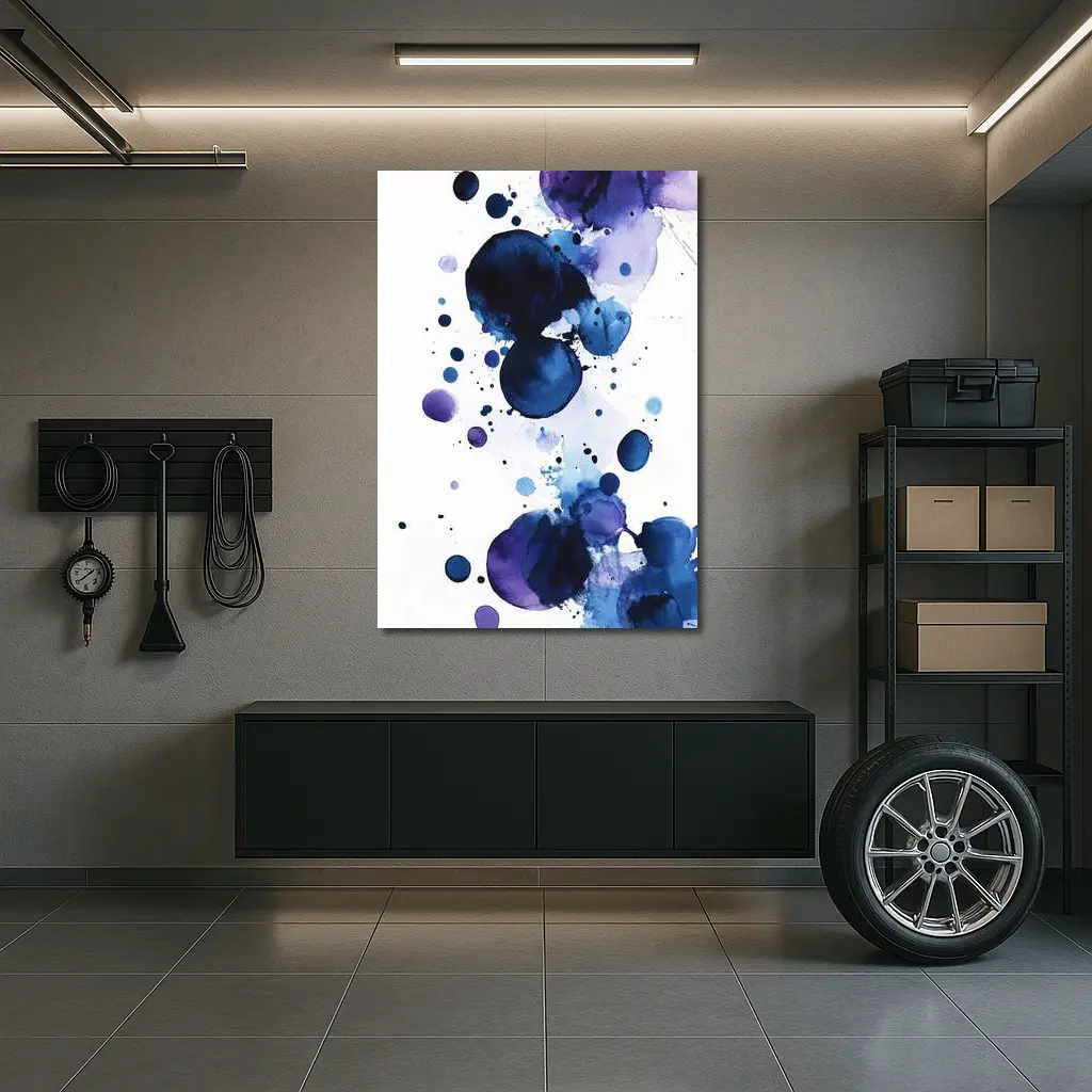 Blue Purple Watercolor Abstract Ink Drops – Wall Art