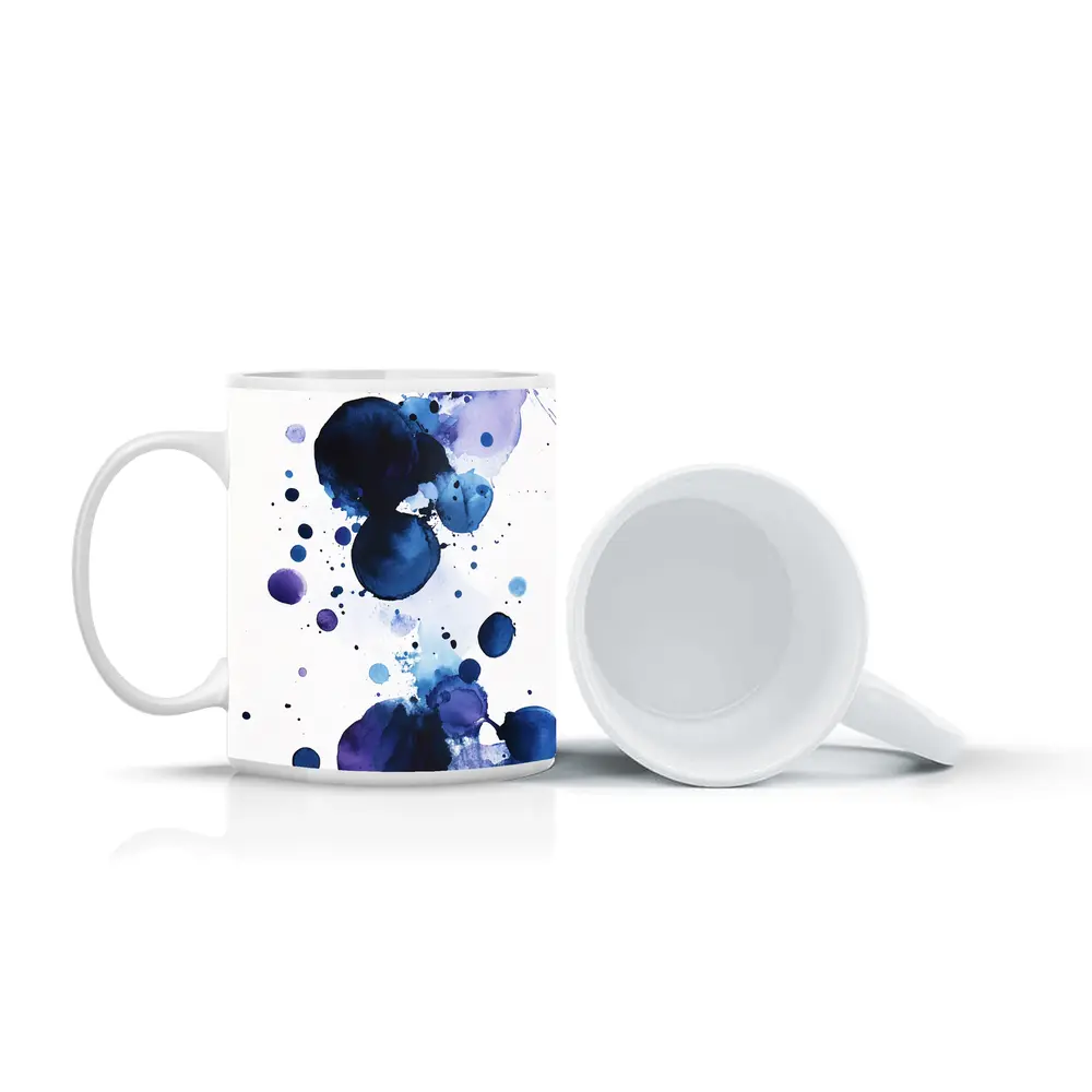 Blue Purple Watercolor Abstract Ink Drops – Mugs
