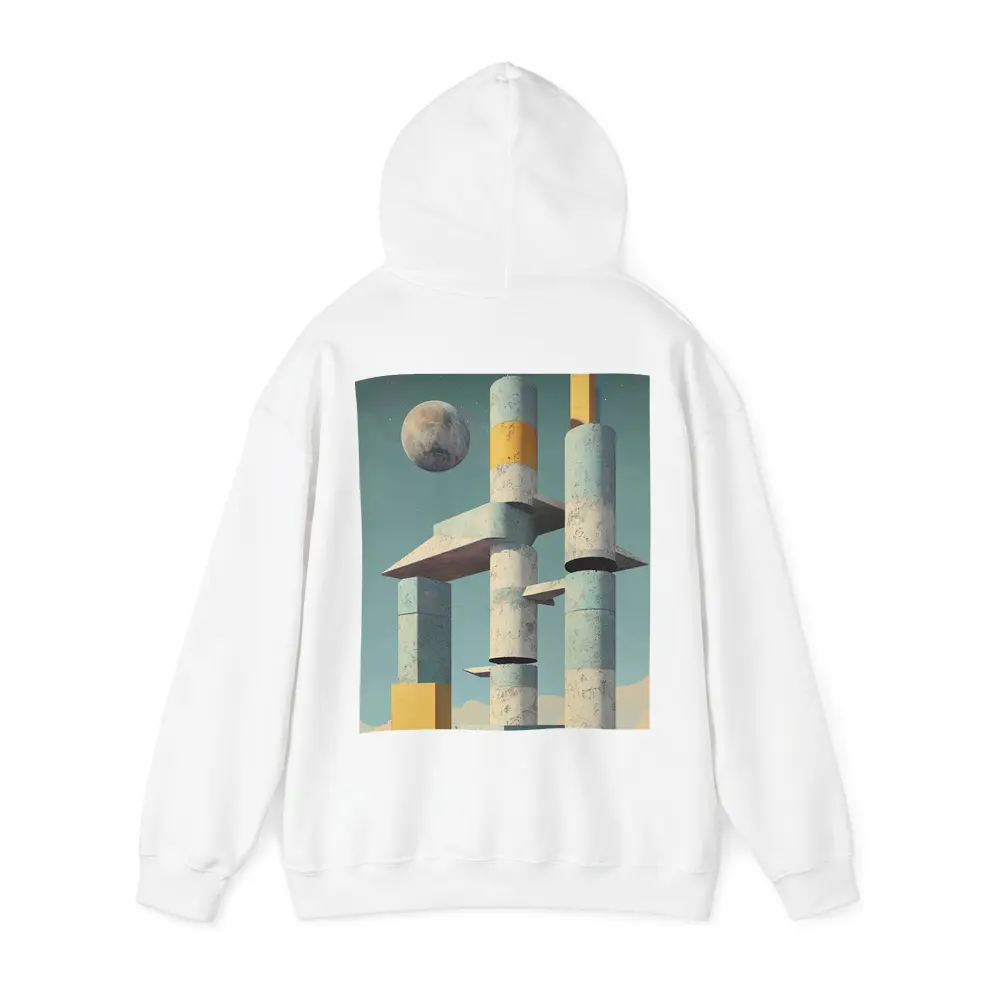 Brutalist Concrete Towers Moon Sky Art – Hoodies