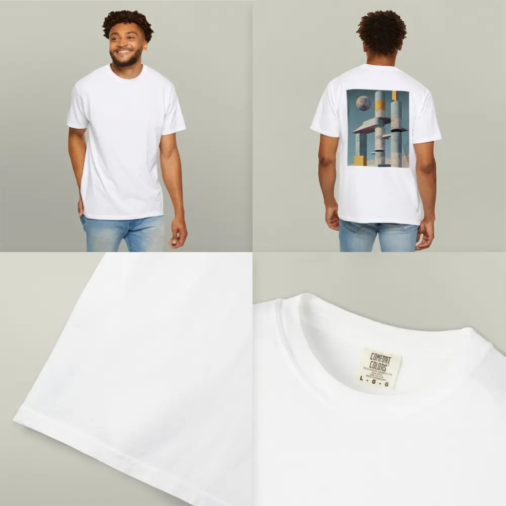 Brutalist Concrete Towers Moon Sky Art – T-Shirts