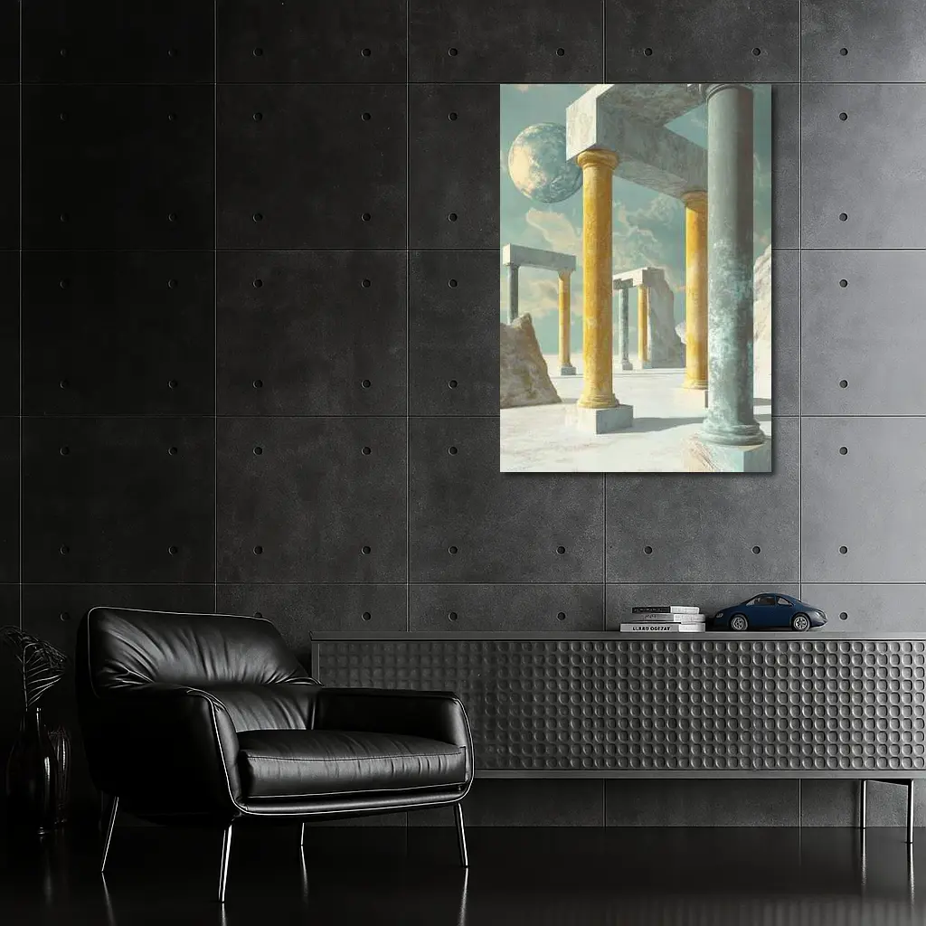Surreal Ancient Columns Floating Planet Sky – Wall Art