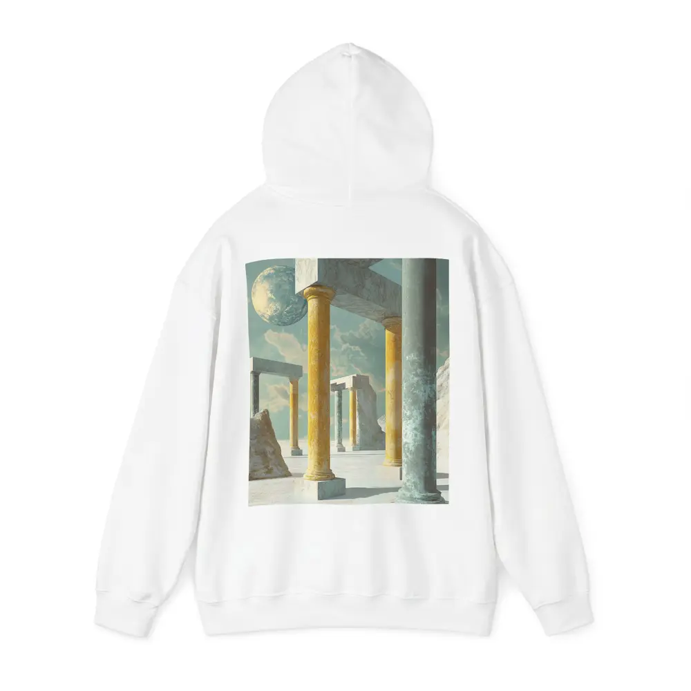 Surreal Ancient Columns Floating Planet Sky – Hoodies