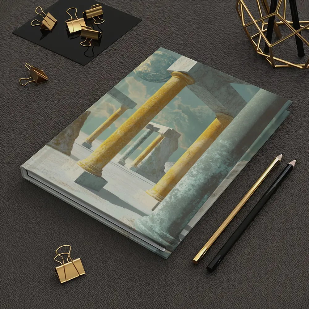 Surreal Ancient Columns Floating Planet Sky – Notebooks
