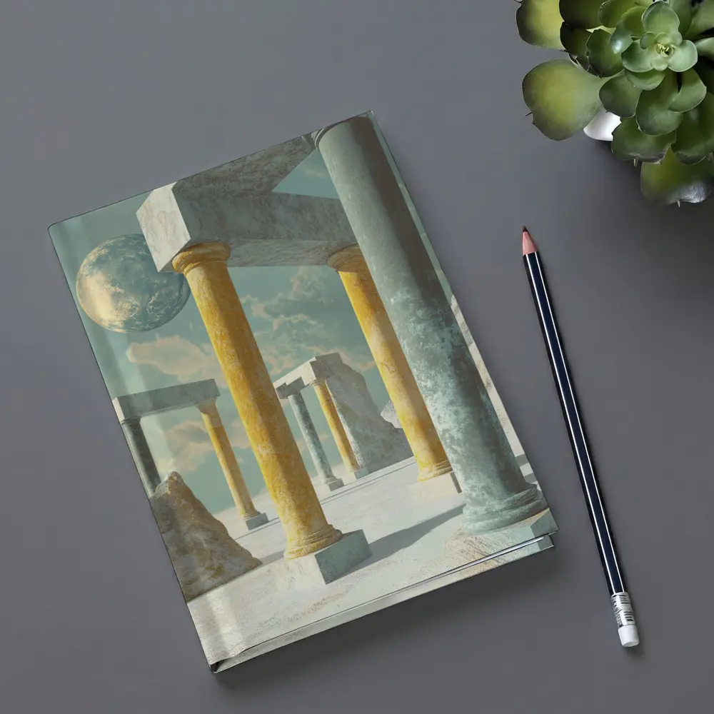 Surreal Ancient Columns Floating Planet Sky – Notebooks