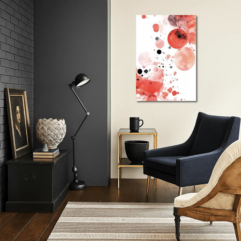 Red Watercolor Circles Abstract Art White Background – Wall Art