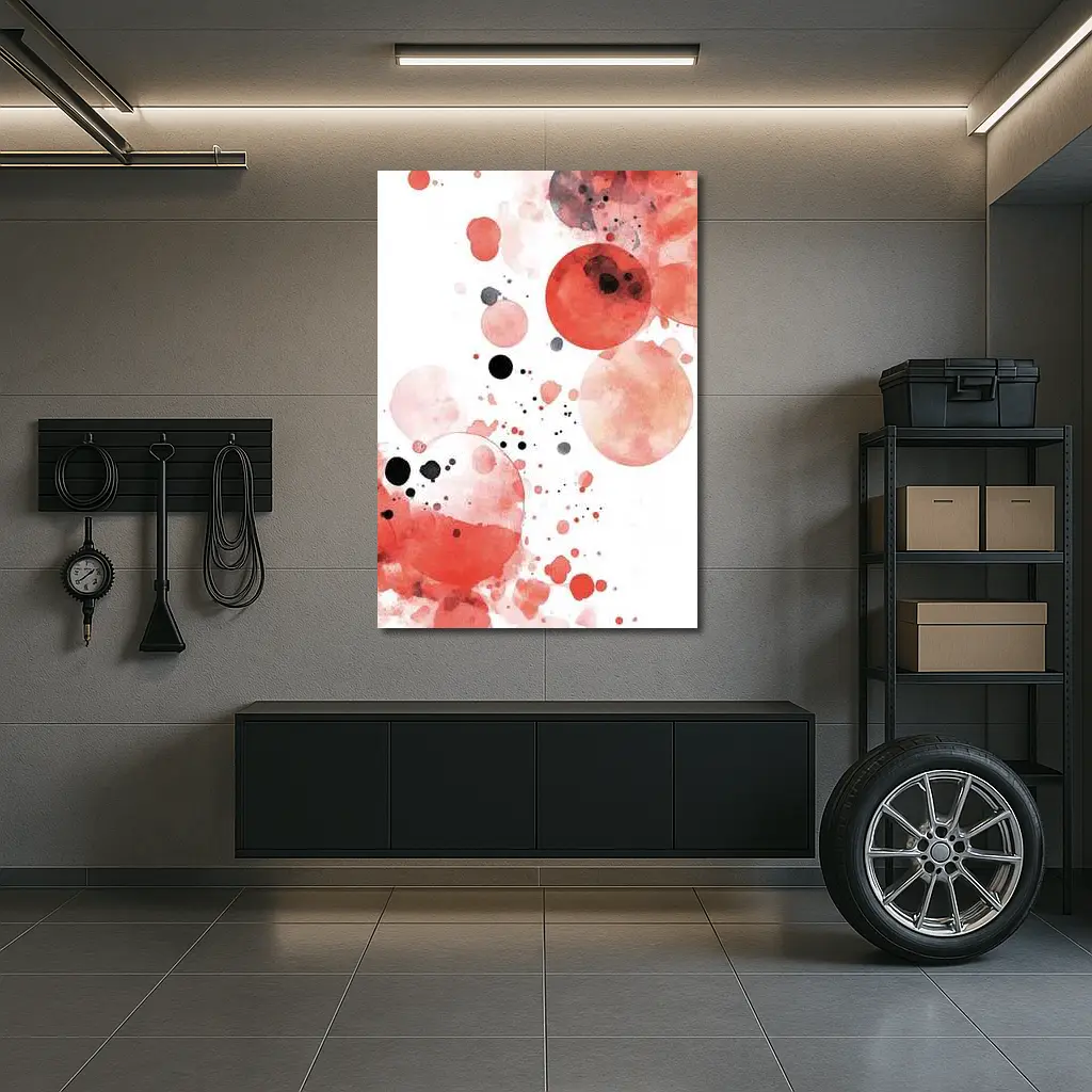 Red Watercolor Circles Abstract Art White Background – Wall Art
