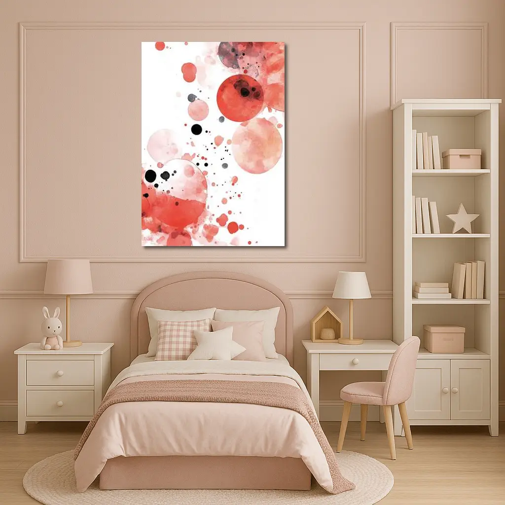 Red Watercolor Circles Abstract Art White Background – Wall Art