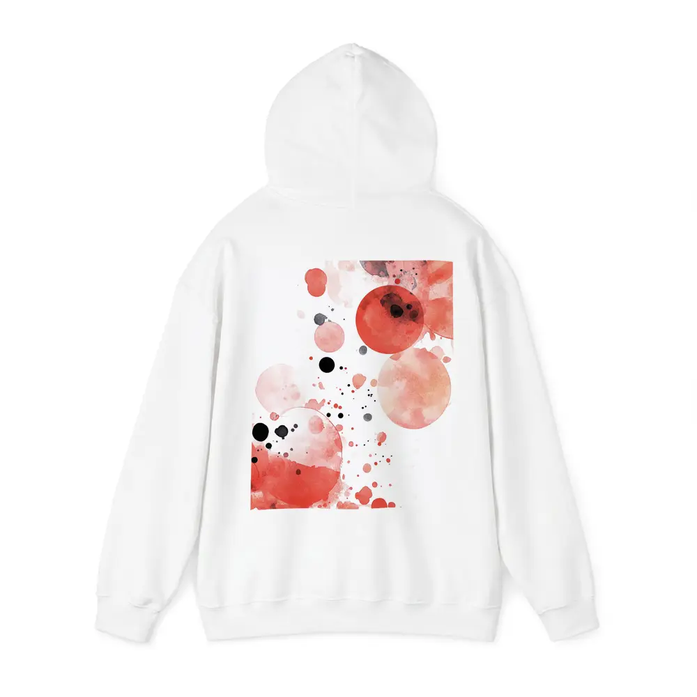 Red Watercolor Circles Abstract Art White Background – Hoodies