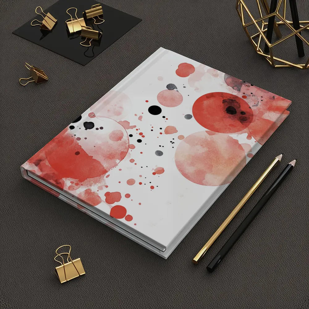 Red Watercolor Circles Abstract Art White Background – Notebooks