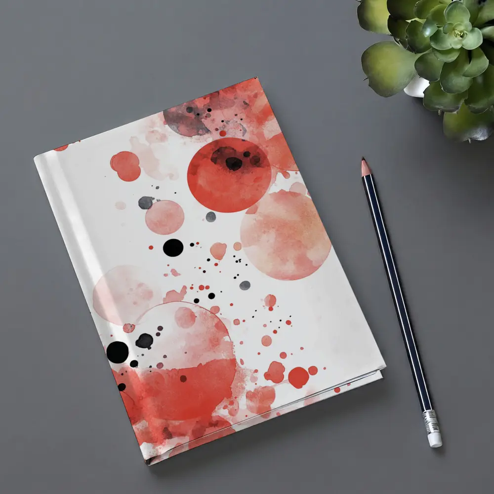 Red Watercolor Circles Abstract Art White Background – Notebooks