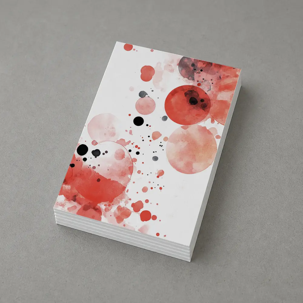 Red Watercolor Circles Abstract Art White Background – Postcards