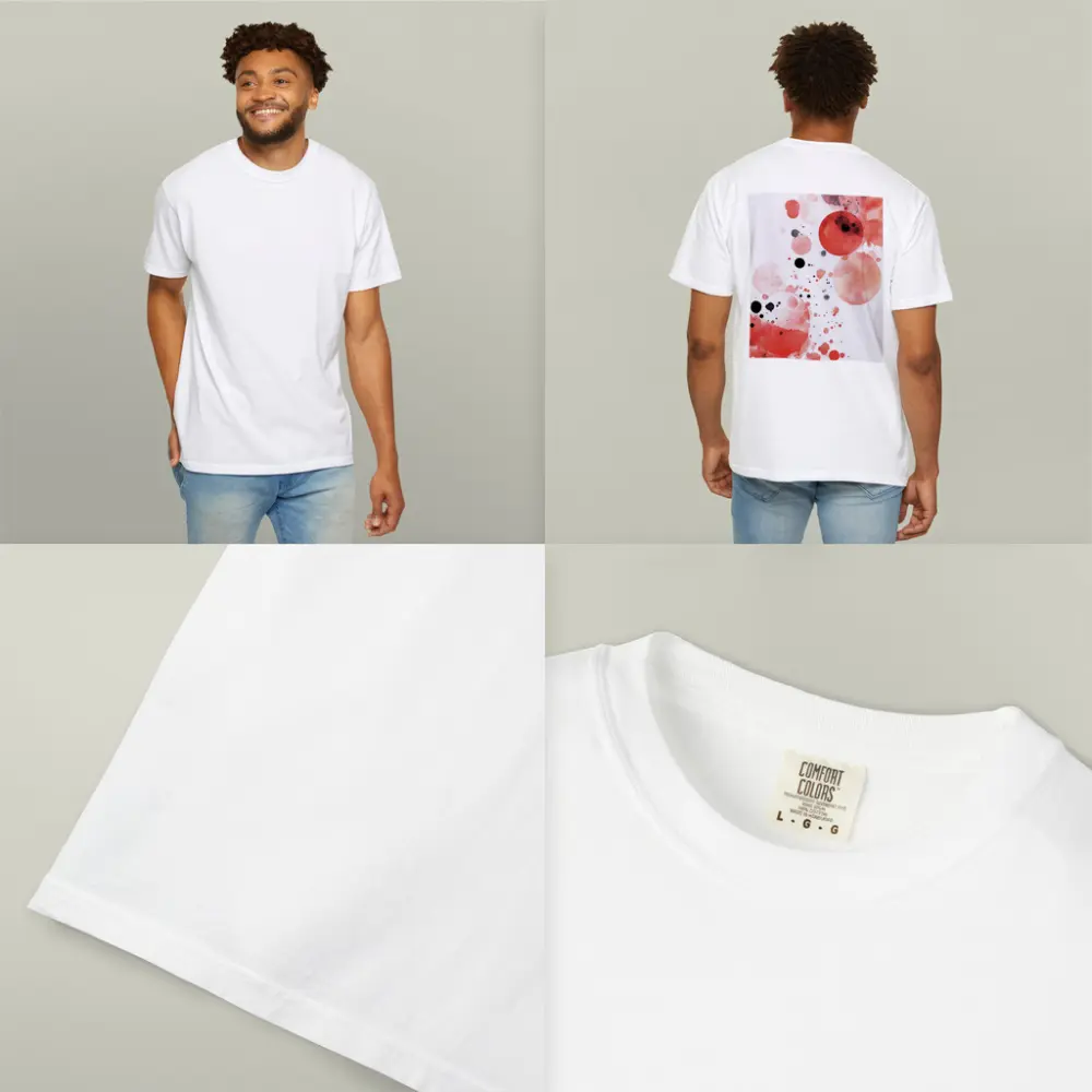 Red Watercolor Circles Abstract Art White Background – T-Shirts