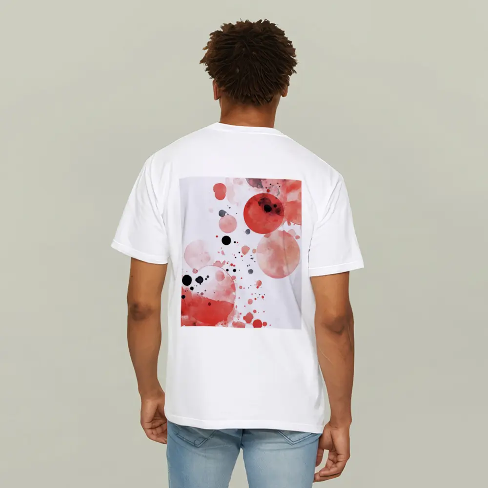 Red Watercolor Circles Abstract Art White Background – T-Shirts