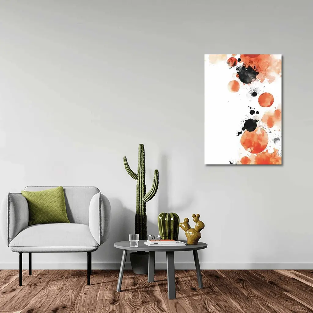 Orange Black Watercolor Ink Splatter Abstract Art – Wall Art