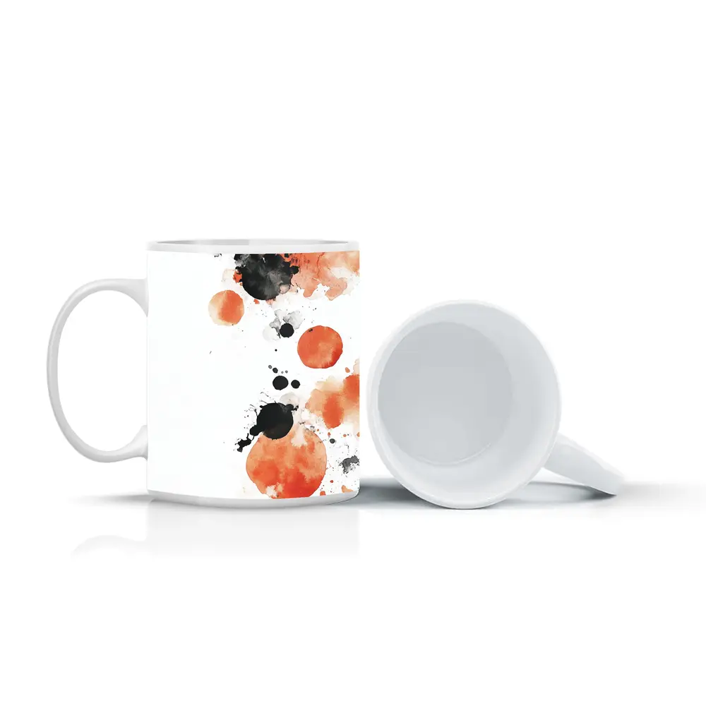 Orange Black Watercolor Ink Splatter Abstract Art – Mugs