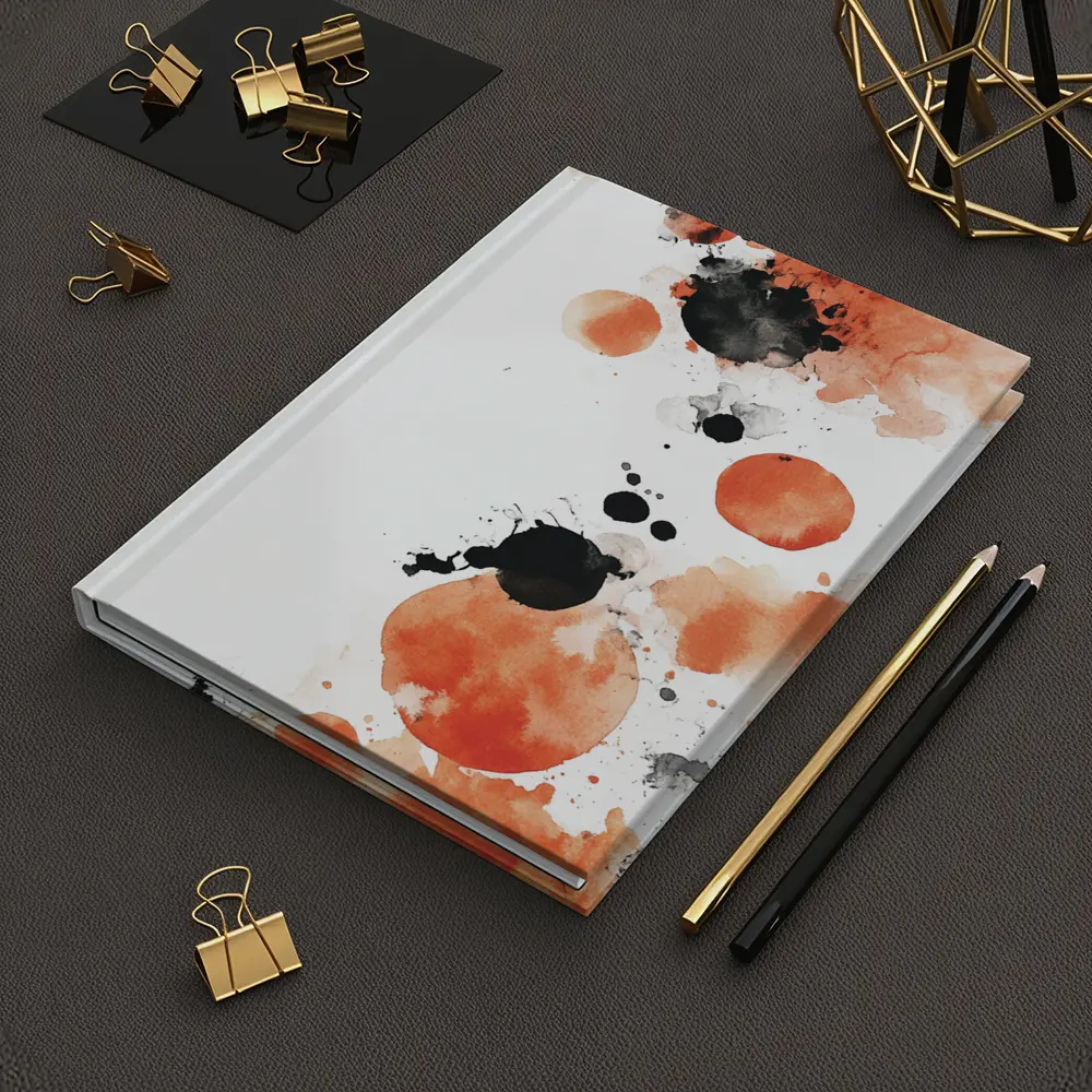 Orange Black Watercolor Ink Splatter Abstract Art – Notebooks