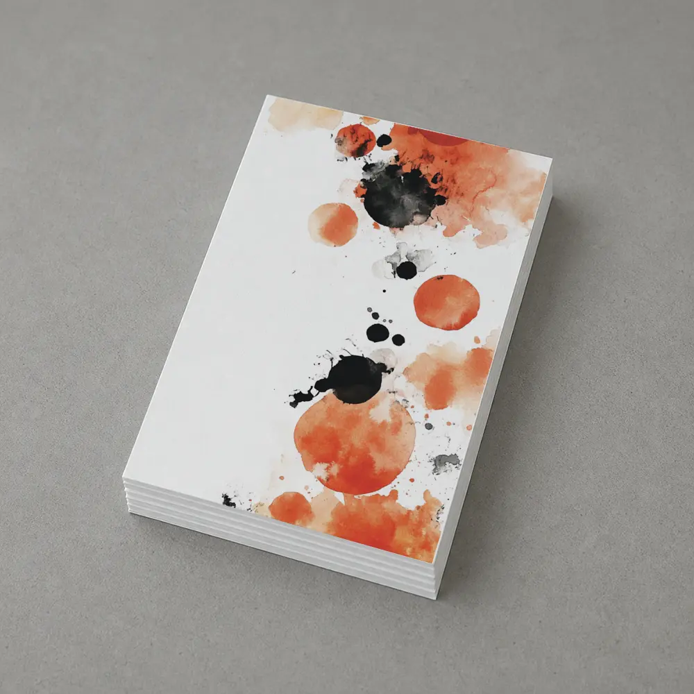 Orange Black Watercolor Ink Splatter Abstract Art – Postcards