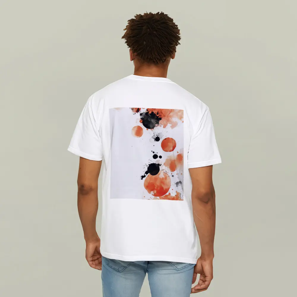 Orange Black Watercolor Ink Splatter Abstract Art – T-Shirts