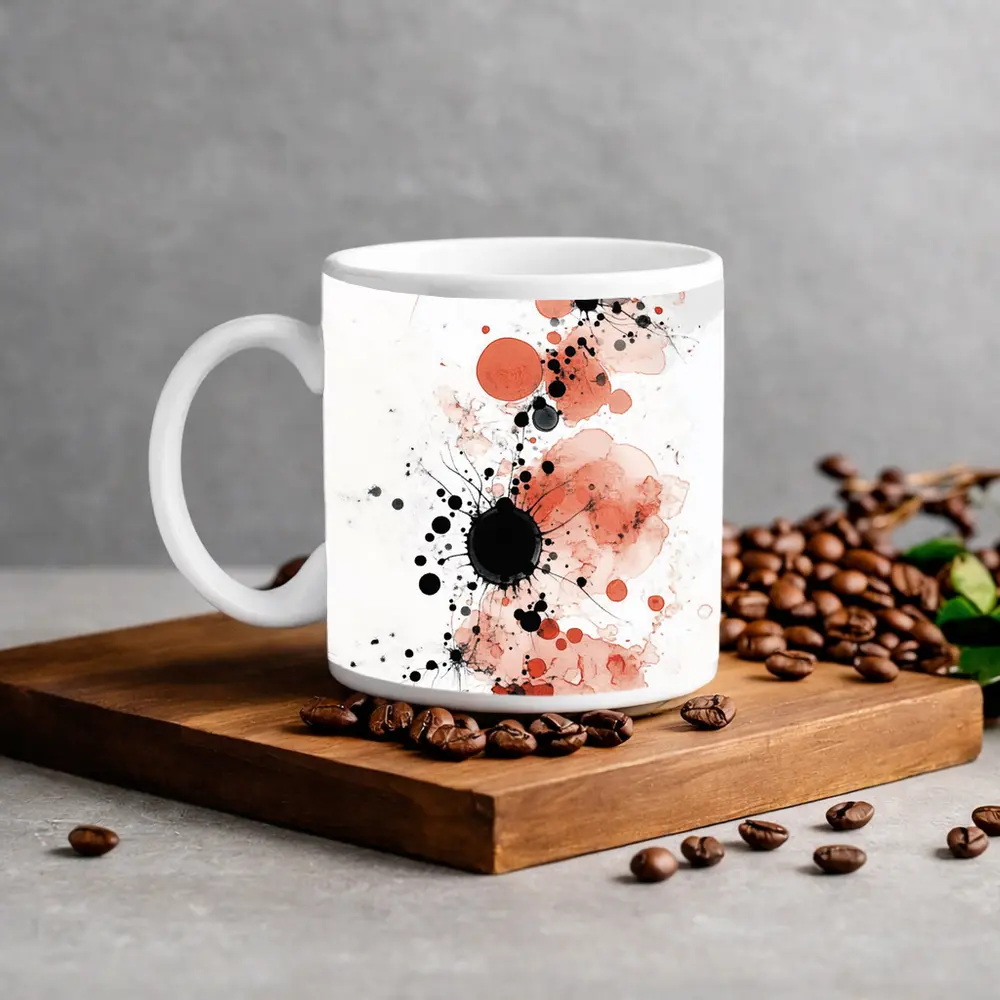 Red Black Ink Splash Abstract Watercolor Art – Mugs