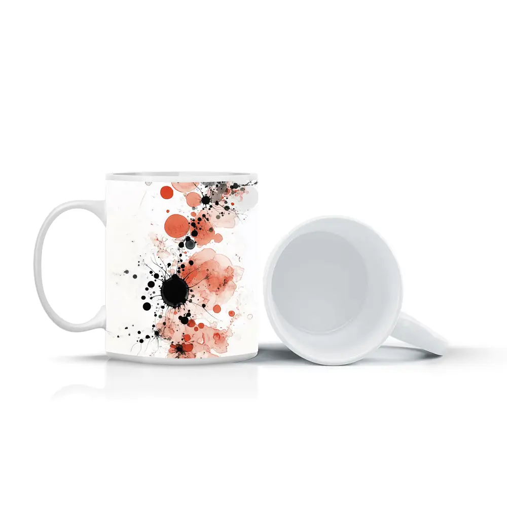 Red Black Ink Splash Abstract Watercolor Art – Mugs