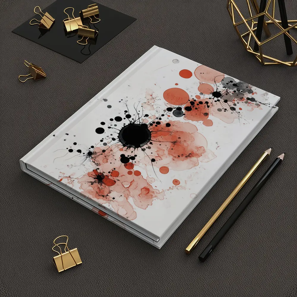 Red Black Ink Splash Abstract Watercolor Art – Notebooks