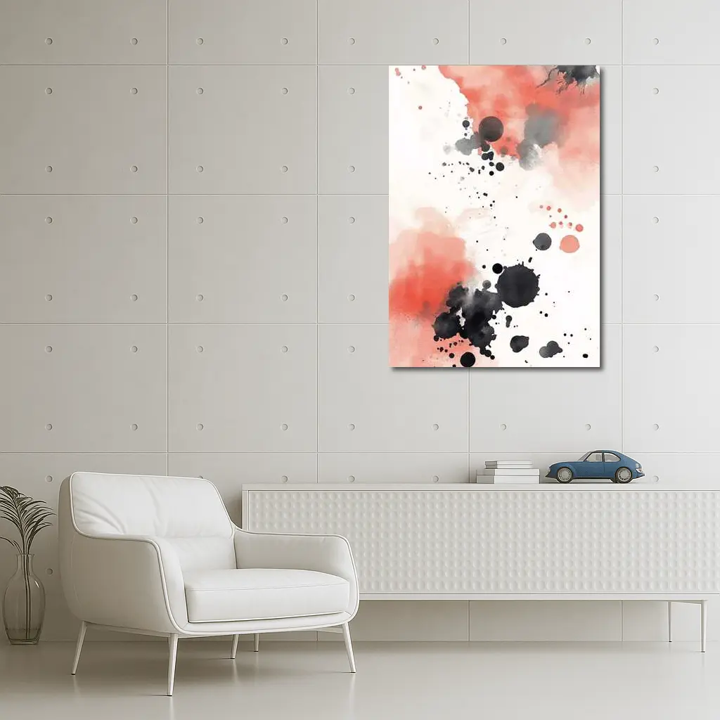 Red Black Ink Splatter Watercolor Abstract Art – Wall Art