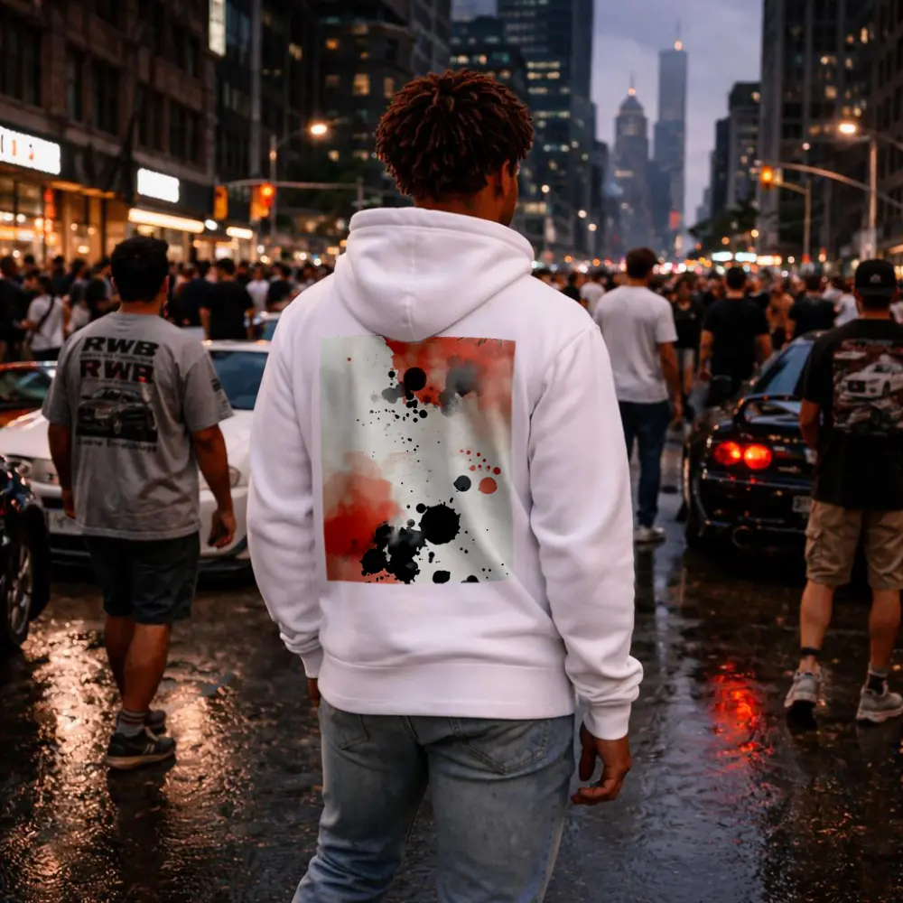 Red Black Ink Splatter Watercolor Abstract Art – Hoodies