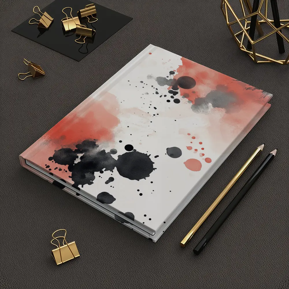 Red Black Ink Splatter Watercolor Abstract Art – Notebooks
