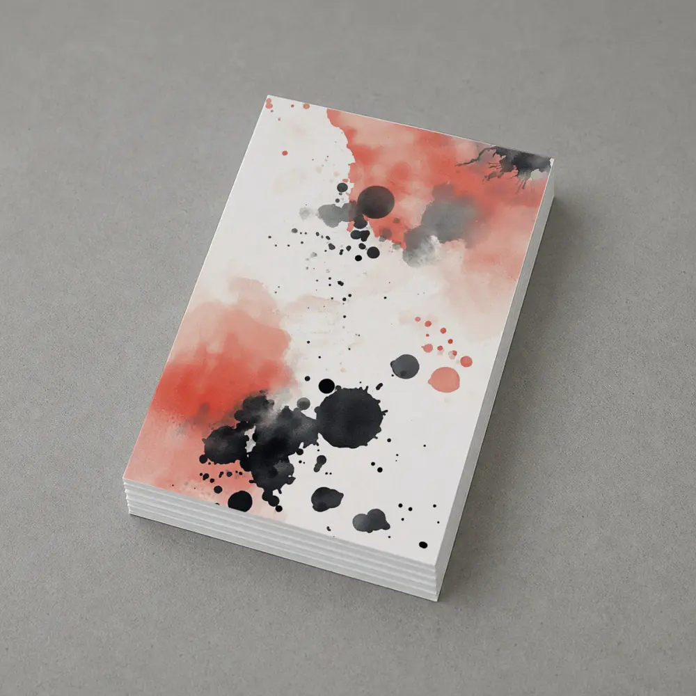 Red Black Ink Splatter Watercolor Abstract Art – Postcards
