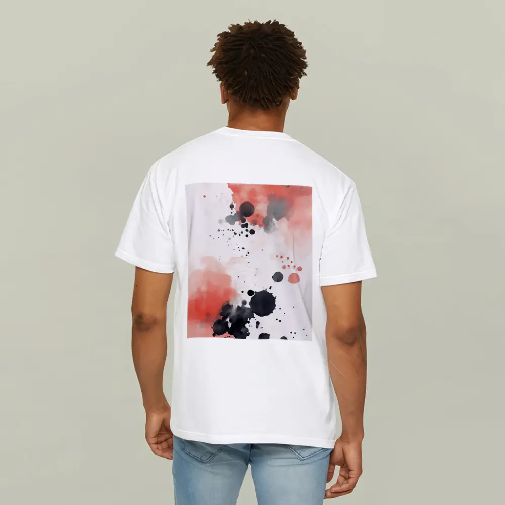 Red Black Ink Splatter Watercolor Abstract Art – T-Shirts