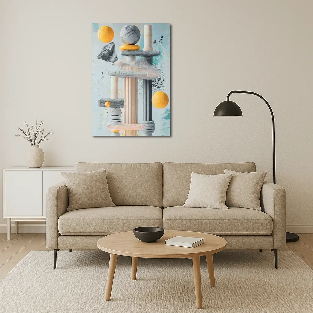 Greek Columns Marble Spheres Abstract Art – Wall Art