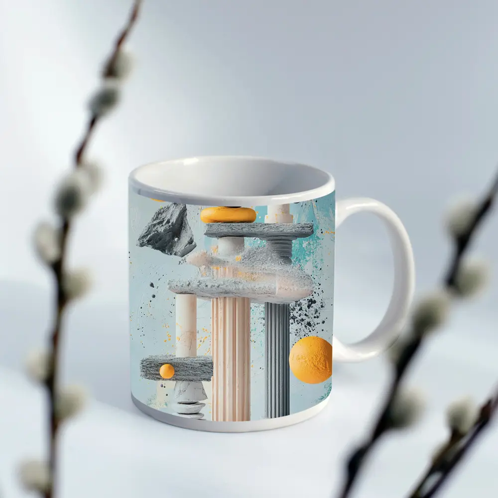 Greek Columns Marble Spheres Abstract Art – Mugs