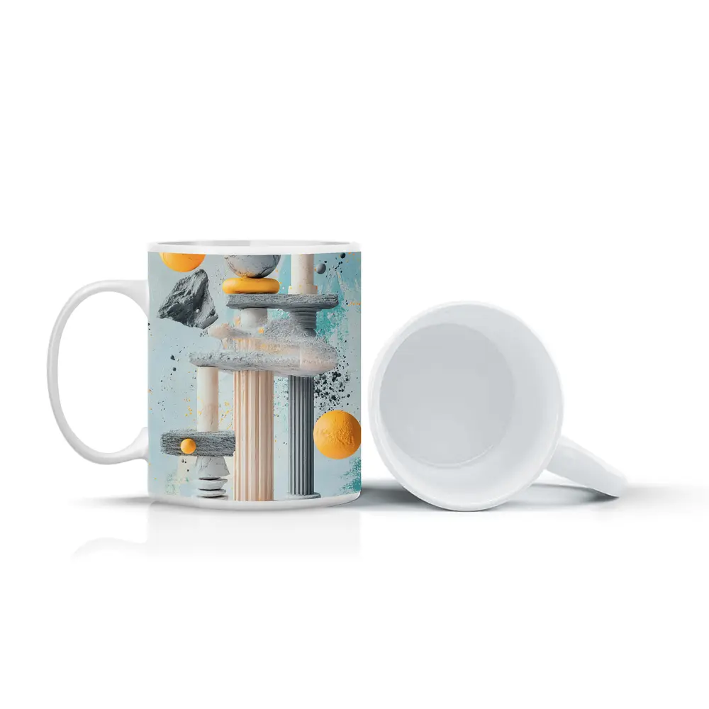 Greek Columns Marble Spheres Abstract Art – Mugs