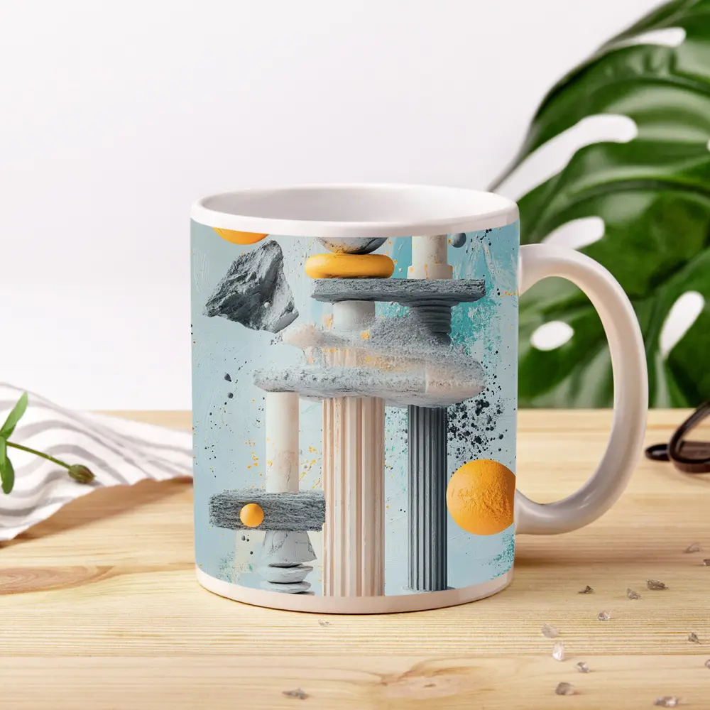 Greek Columns Marble Spheres Abstract Art – Mugs