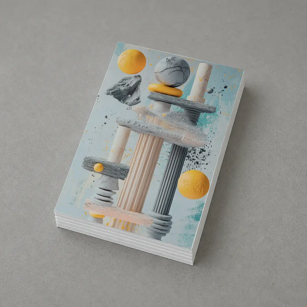 Greek Columns Marble Spheres Abstract Art – Postcards