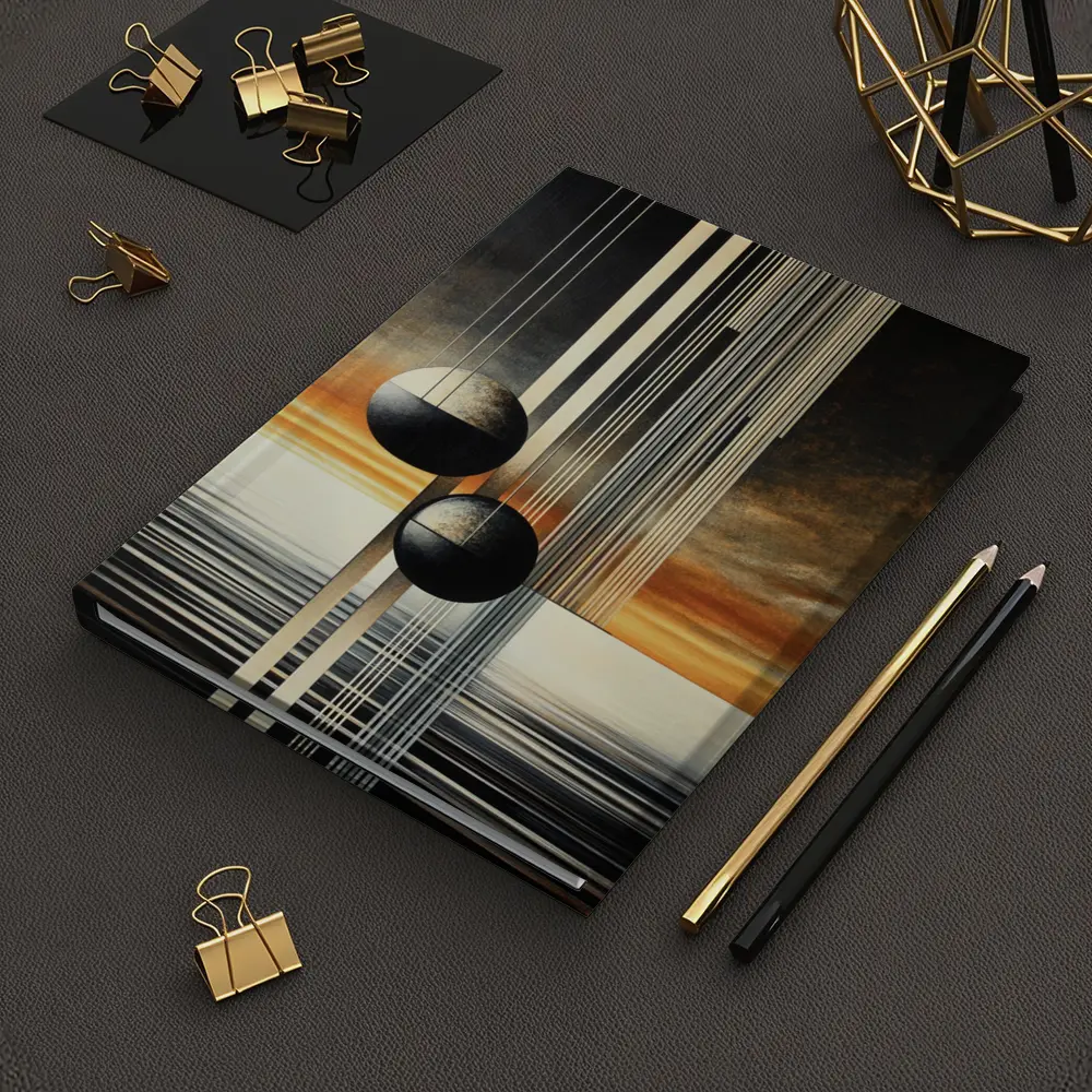Abstract Geometric Spheres Sunset Sky Art – Notebooks