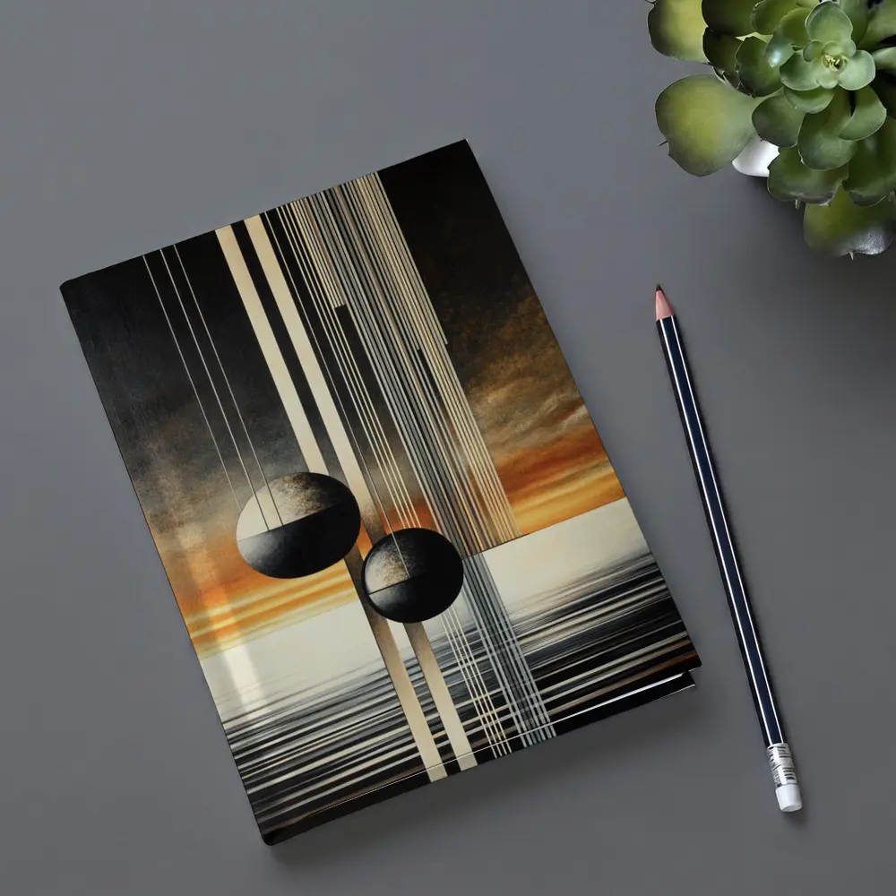 Abstract Geometric Spheres Sunset Sky Art – Notebooks