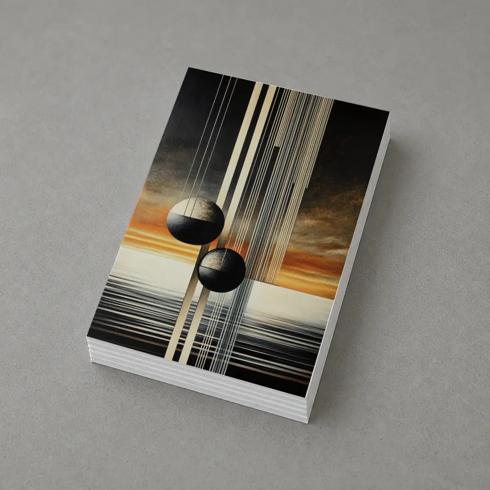 Abstract Geometric Spheres Sunset Sky Art – Postcards