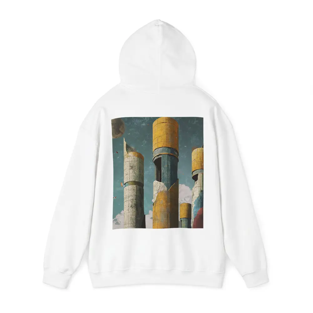Brutalist Towers Surreal Sky Abstract Art – Hoodies