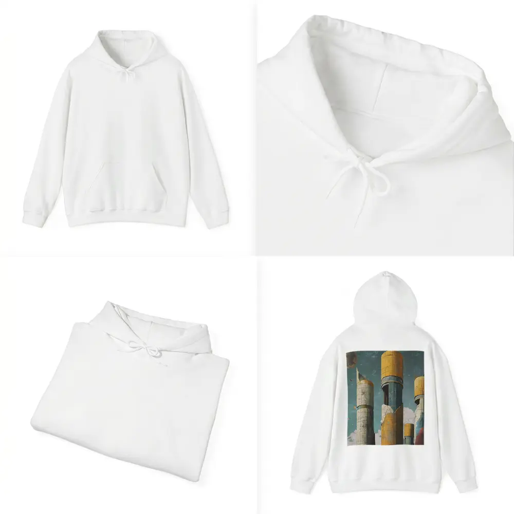 Brutalist Towers Surreal Sky Abstract Art – Hoodies